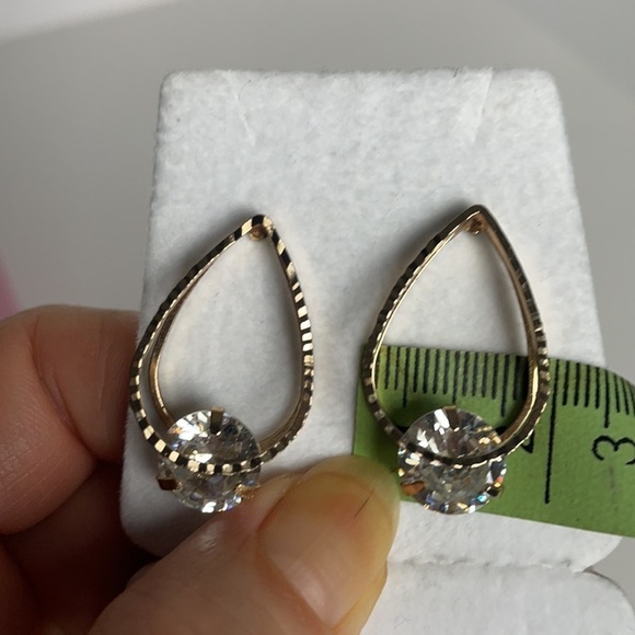 Gold Tone Large Cubic Zirconia Post Earrings - Picture 6 of 10